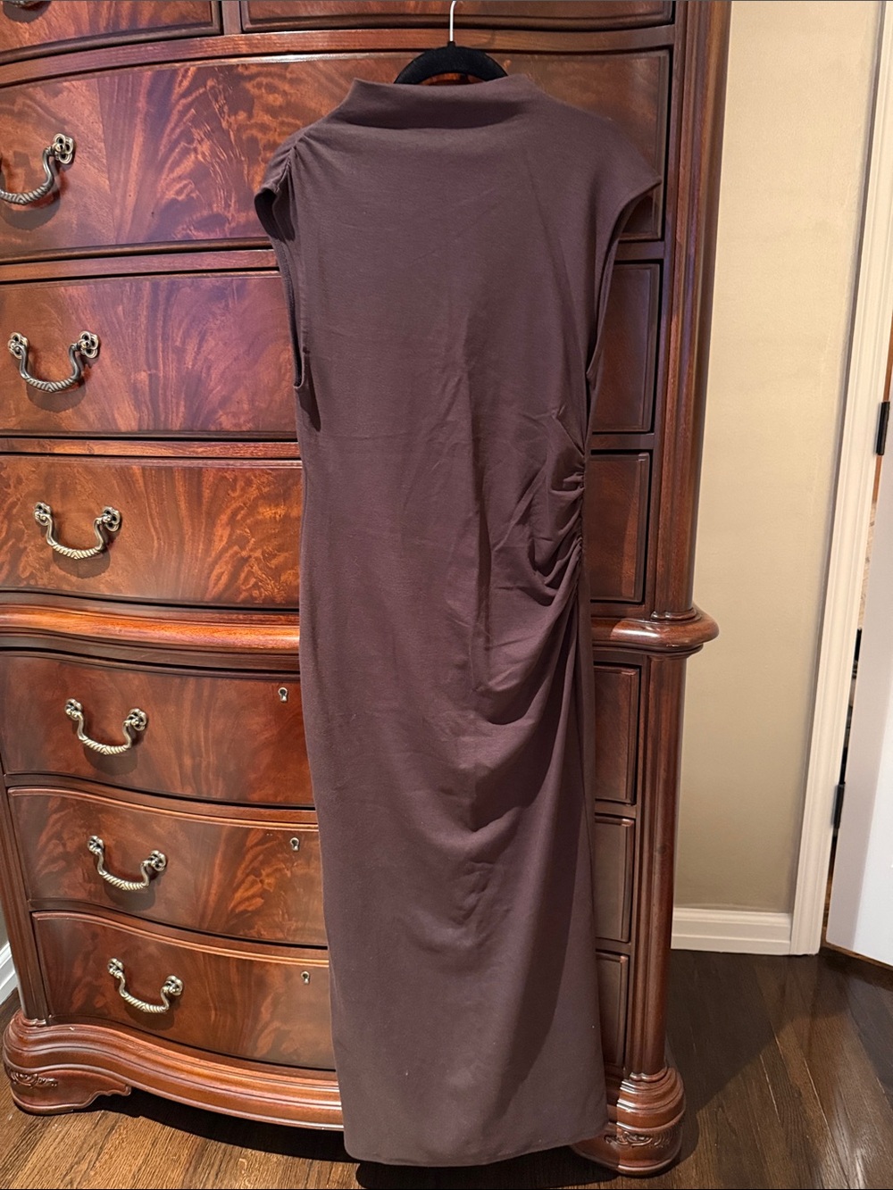 Mango Sleeveless Midi Dress in Dark Brown